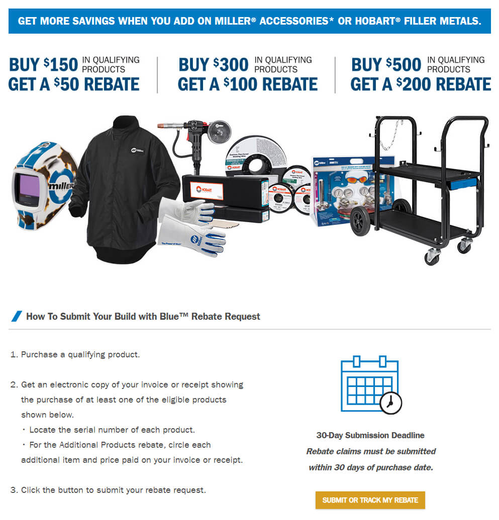 Miller Build with Blue rebate claim instructions