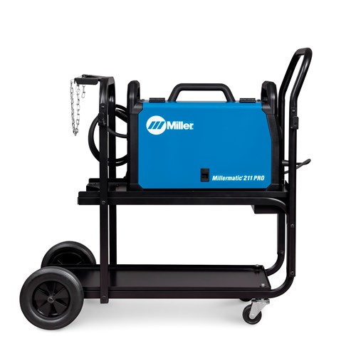 closed side view of the Miller Millermatic® 211 PRO MIG Welder with Running Gear & Cylinder Rack - 951000073