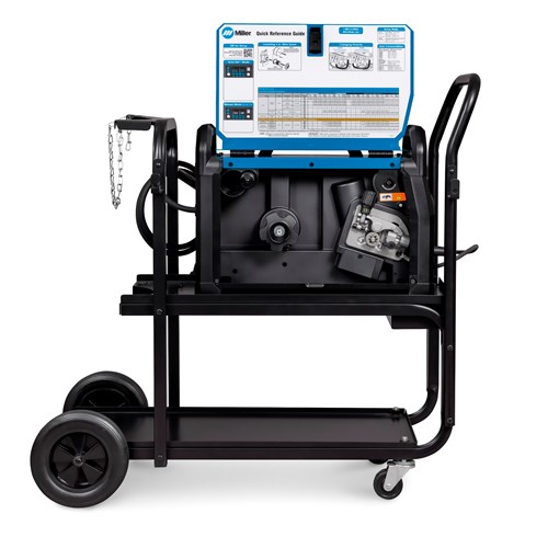 open side view of the Miller Millermatic® 211 PRO MIG Welder with Running Gear & Cylinder Rack - 951000073