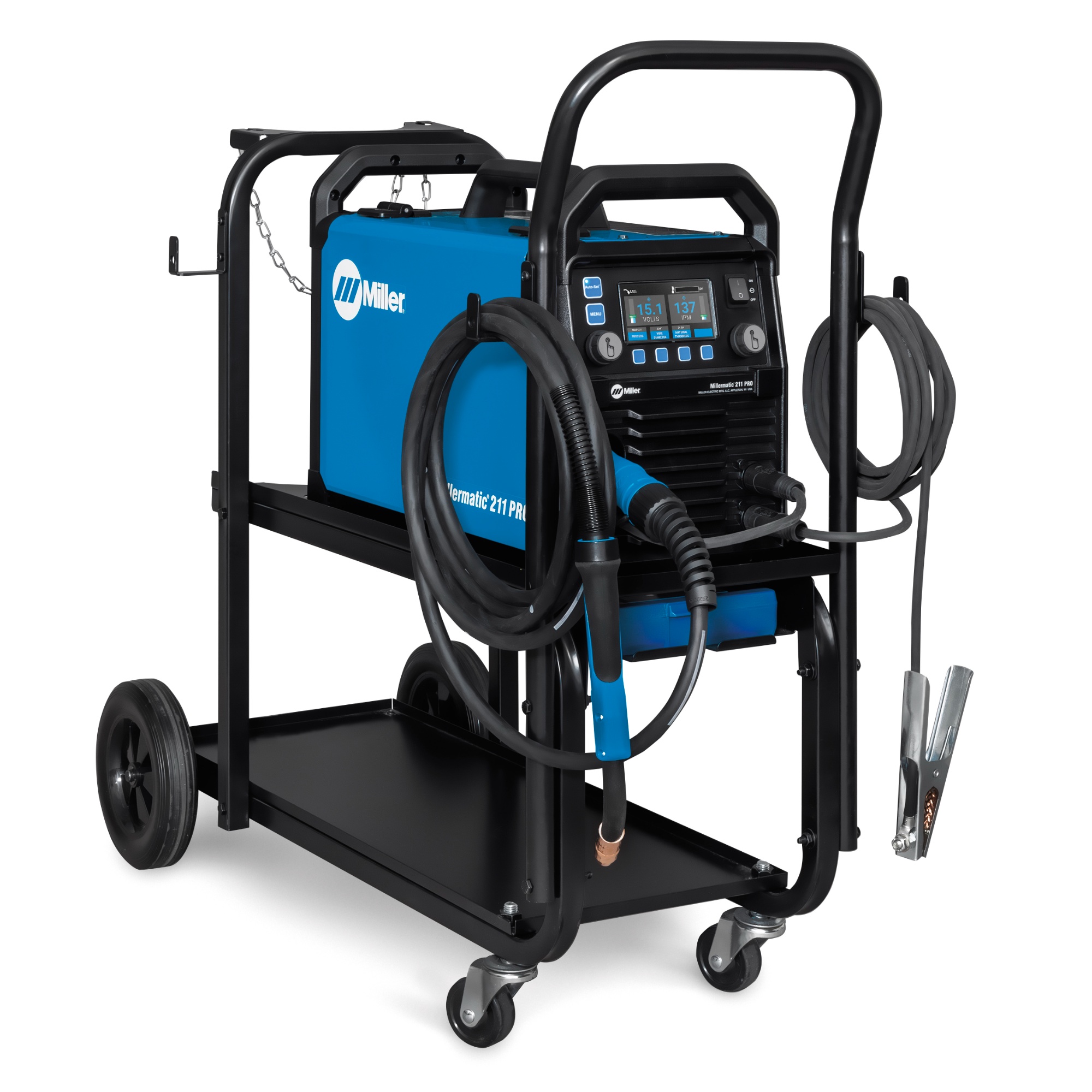 Miller Millermatic® 211 PRO MIG Welder with Running Gear & Cylinder Rack - 951000073