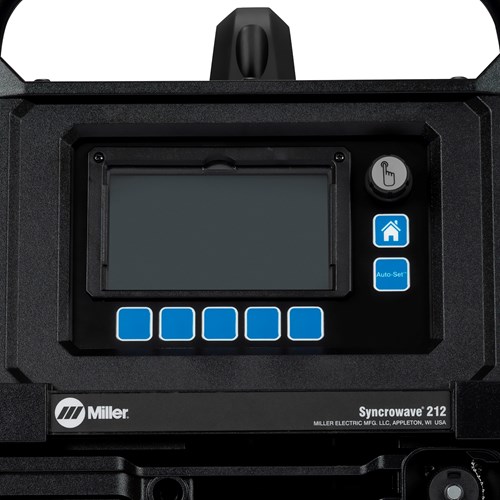 close up control panel of Miller Syncrowave® 212 Multiprocess Welder, Air Cooled Package with Spool Gun - 951000200